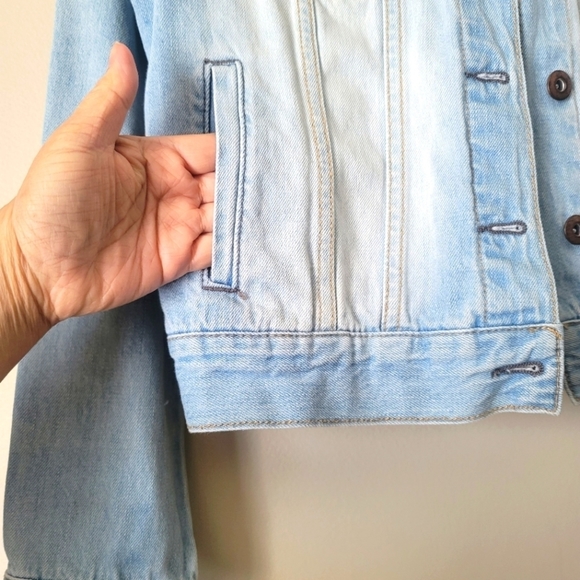 Forever 21 Boyfriend Vintage Washed Denim Jean Jacket Medium Blue - Picture 5 of 12